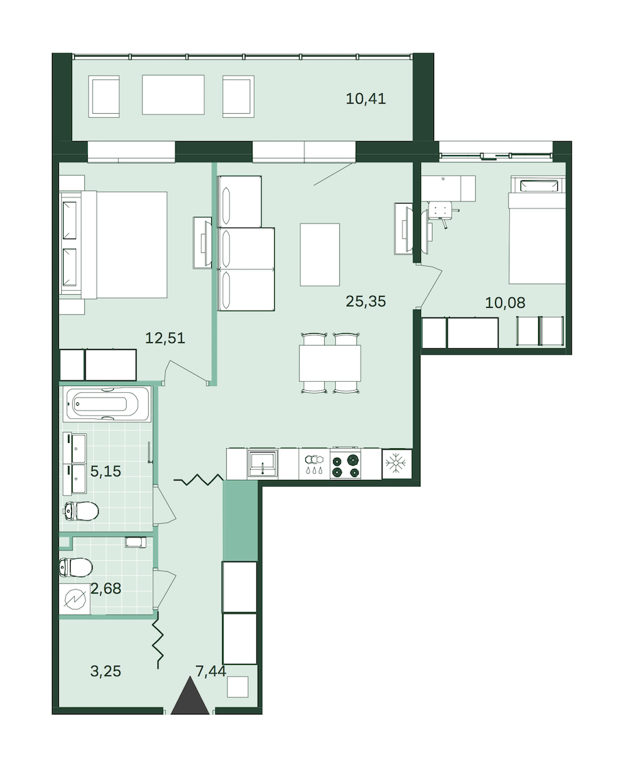 2-комнатная, 72 м² — ЖК ЖК Магнифика Резиденс (Magnifika Residence)