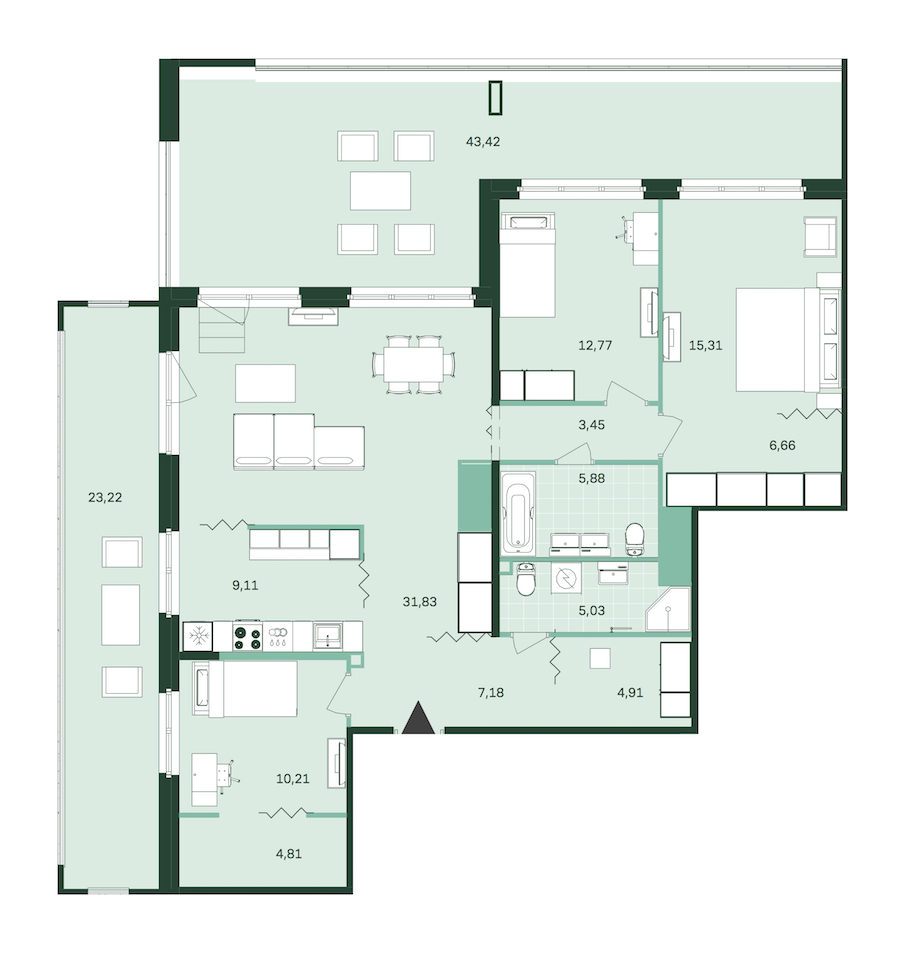 3-комнатная, 137 м² — ЖК ЖК Магнифика Резиденс (Magnifika Residence)