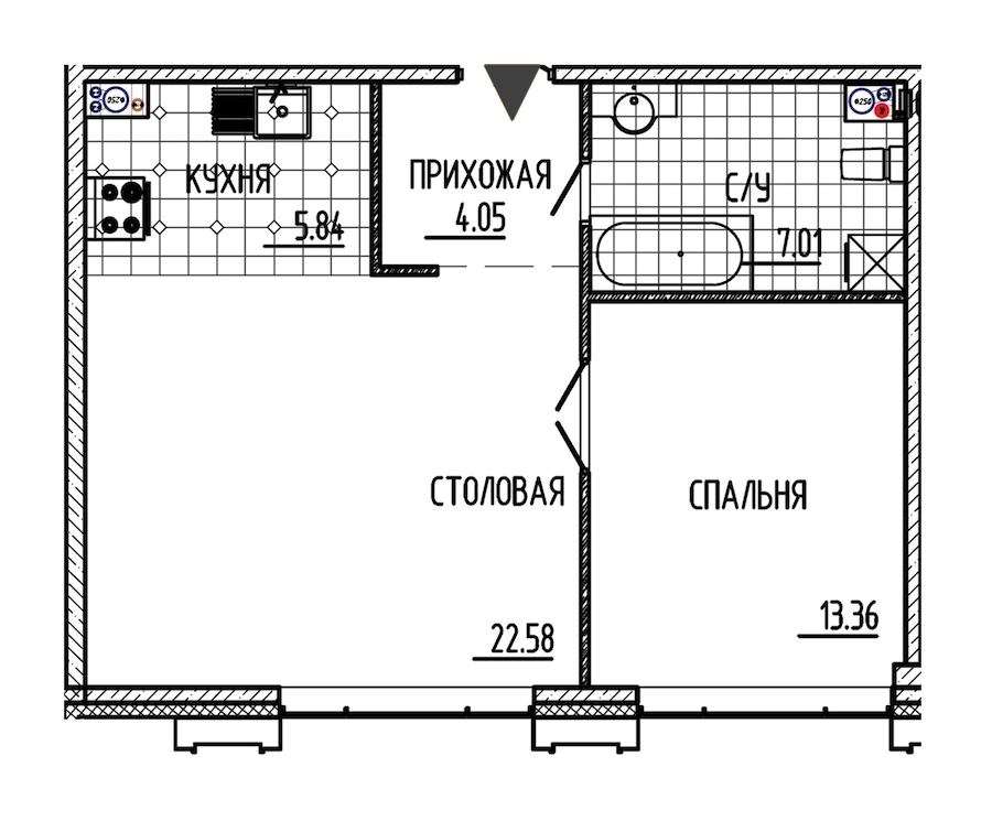 1-комнатная, 53 м² — ЖК ЖК Маленькая Франция