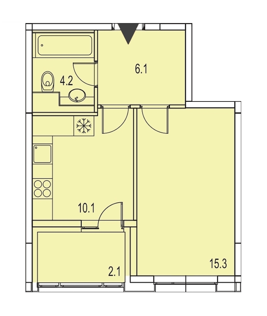 1-комнатная, 38 м² — ЖК ЖК Лайф Лесная