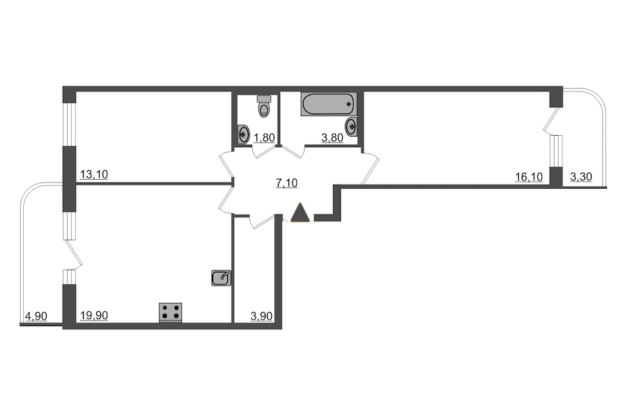 2-комнатная, 68 м² — ЖК ЖК Энфилд