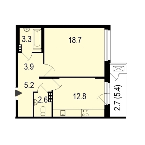1-комнатная, 49 м² — ЖК ЖК Жемчужный берег