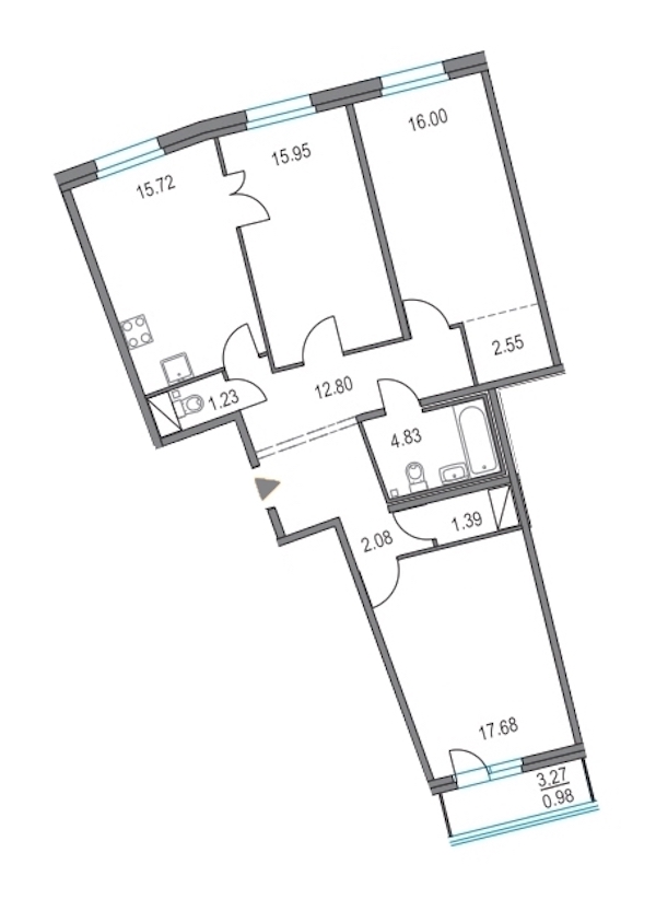 3-комнатная, 90 м² — ЖК ЖК Приморский квартал