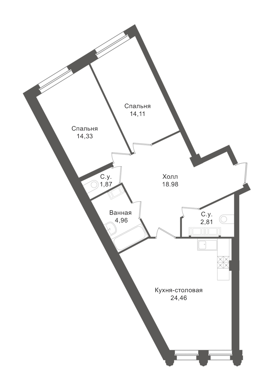 2-комнатная, 79 м² — ЖК ЖК "Esper Club"