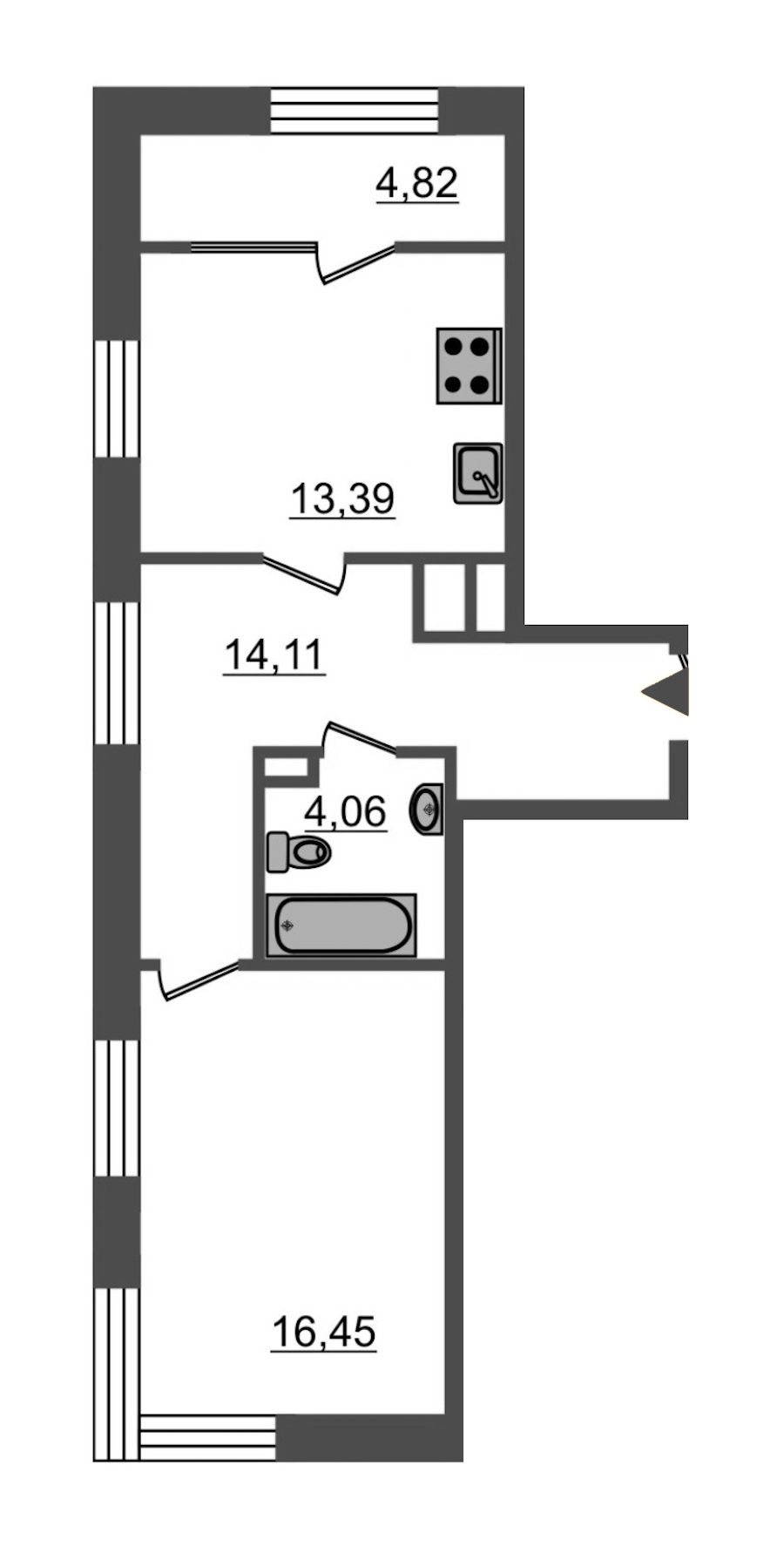 1-комнатная, 53 м² — ЖК ЖК Botanica (Ботаника)