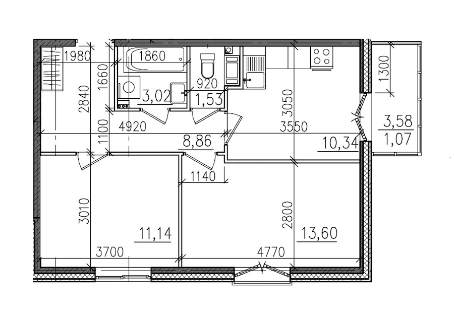 2-комнатная, 50 м² — ЖК ЖК Янила Драйв