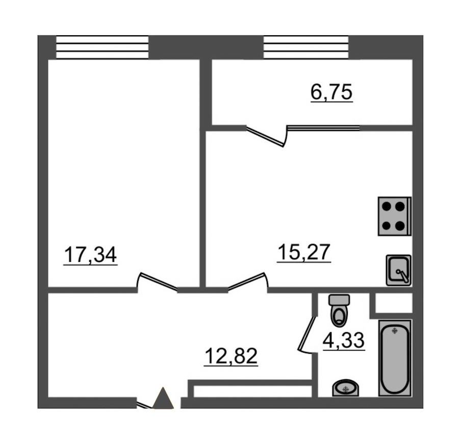 1-комнатная, 57 м² — ЖК ЖК Botanica (Ботаника)