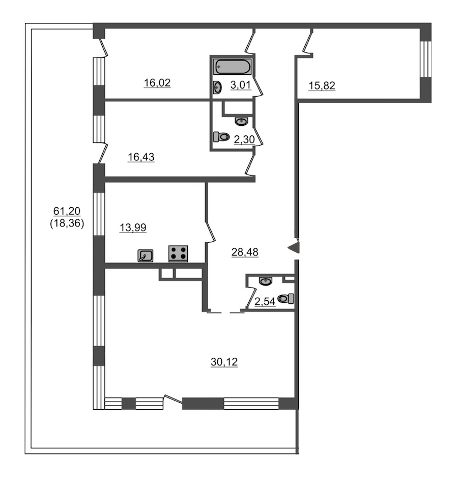 4-комнатная, 147 м² — ЖК ЖК Botanica (Ботаника)