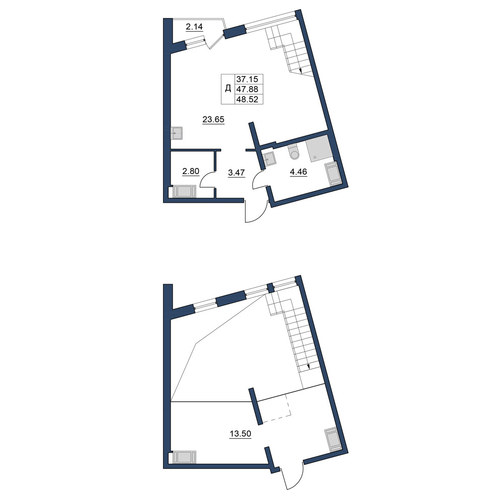 1-комнатная, 49 м² — ЖК ЖК Курортный