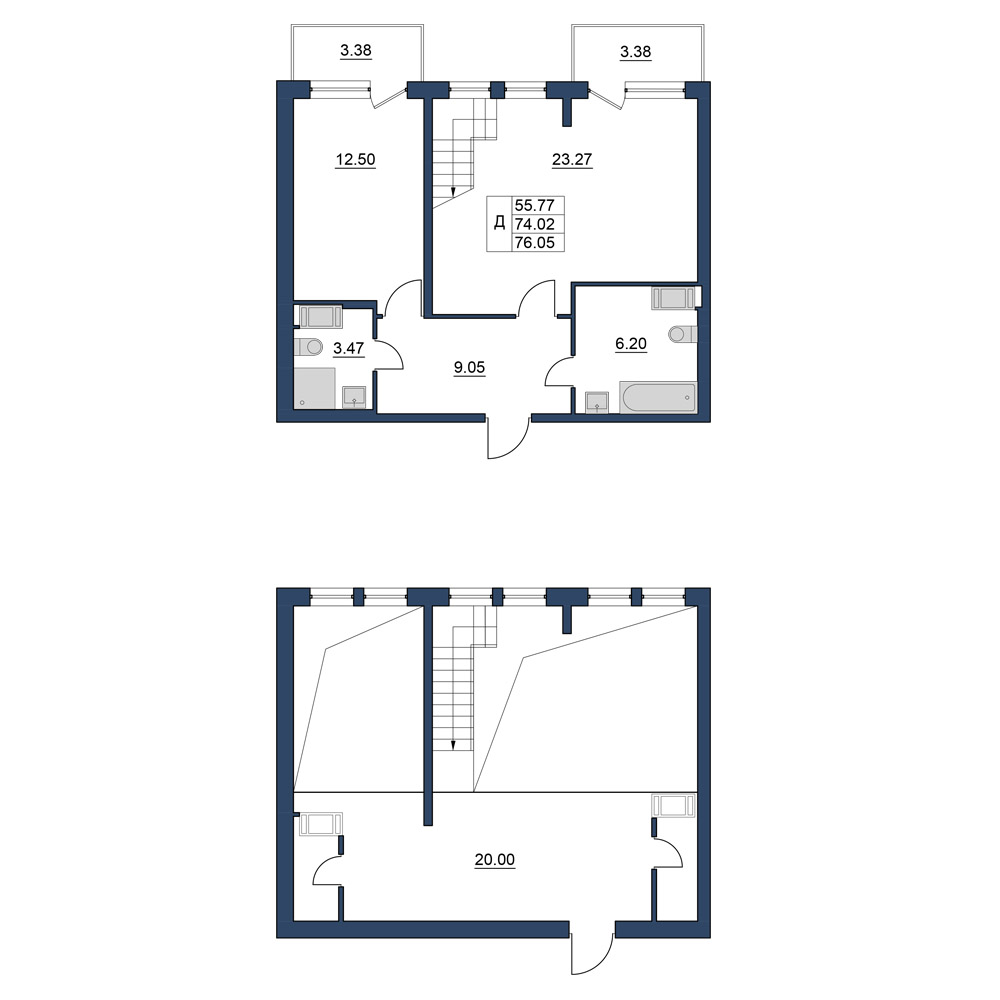3-комнатная, 76 м² — ЖК ЖК Курортный