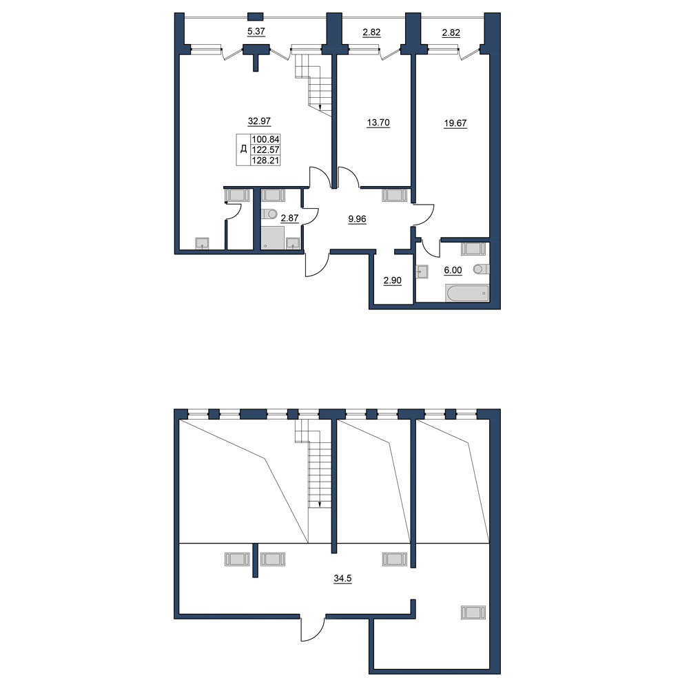 3-комнатная, 128 м² — ЖК ЖК Курортный