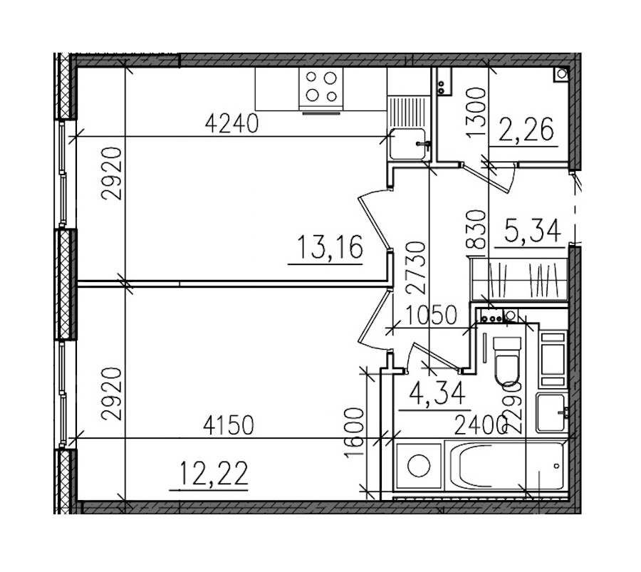 1-комнатная, 37 м² — ЖК ЖК Янила Драйв