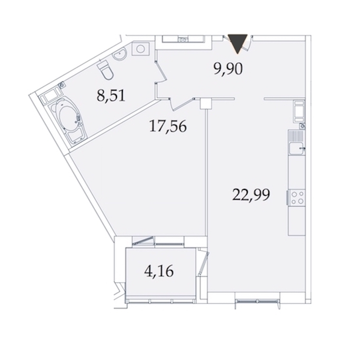 1-комнатная, 63 м² — ЖК МФК Аватар (МФК Avatar)