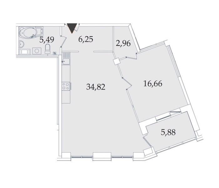 1-комнатная, 72 м² — ЖК МФК Аватар (МФК Avatar)