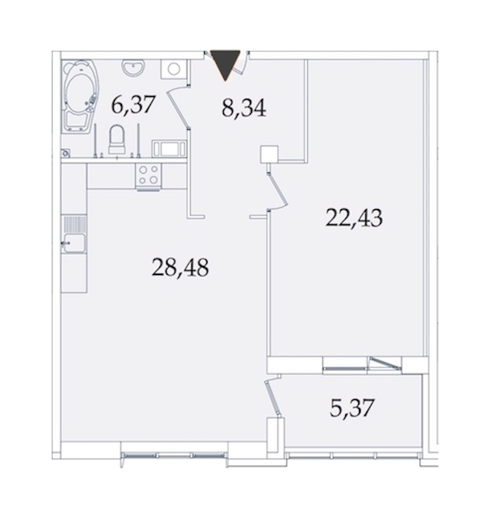 1-комнатная, 72 м² — ЖК МФК Аватар (МФК Avatar)
