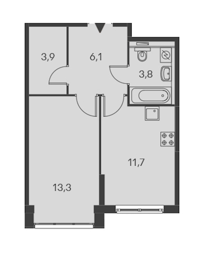 1-комнатная, 37 м² — ЖК ЖК Дальневосточный 15