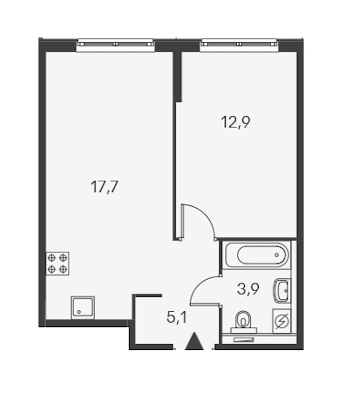 1-комнатная, 40 м² — ЖК ЖК Дальневосточный 15
