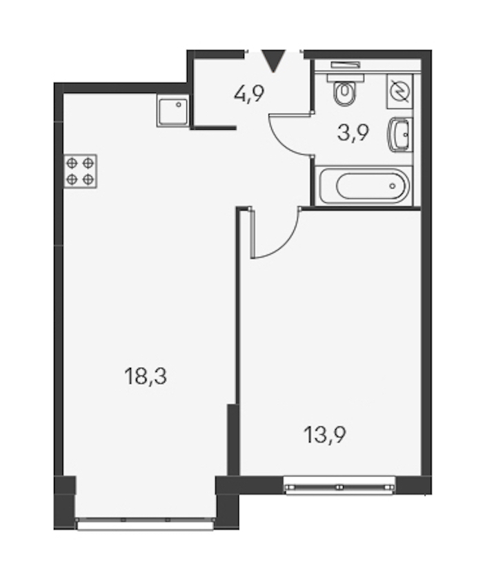 1-комнатная, 40 м² — ЖК ЖК Дальневосточный 15