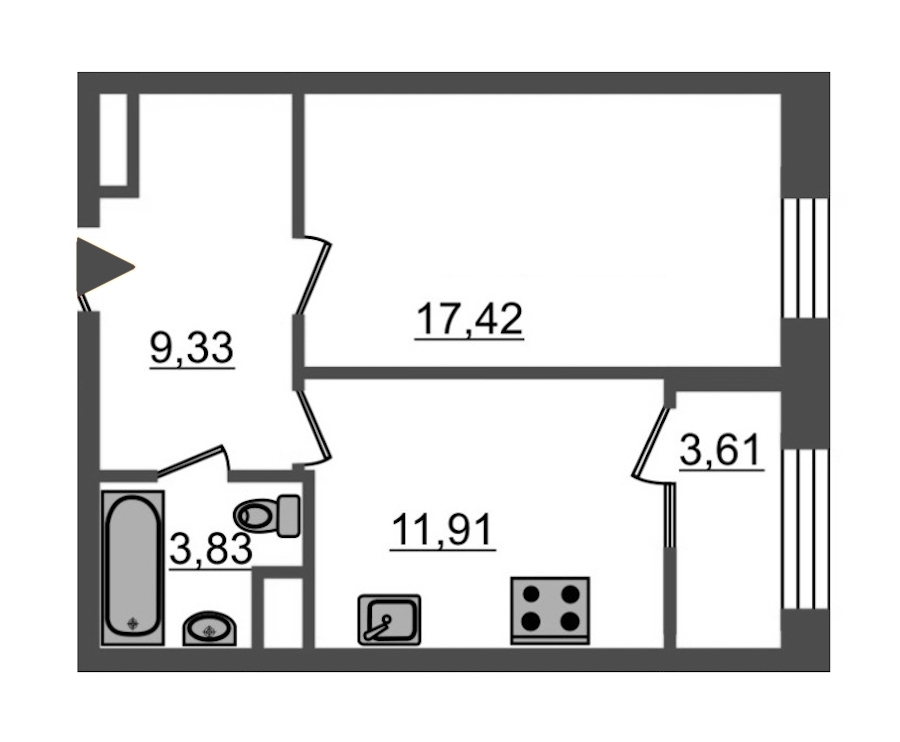 1-комнатная, 46 м² — ЖК ЖК Botanica (Ботаника)