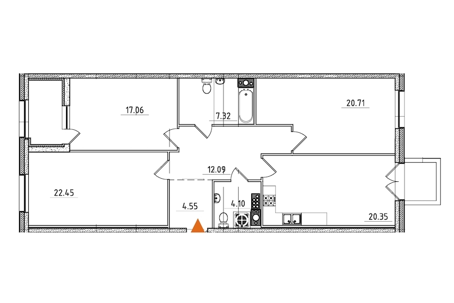 3-комнатная, 112 м² — ЖК ЖК Петровская доминанта