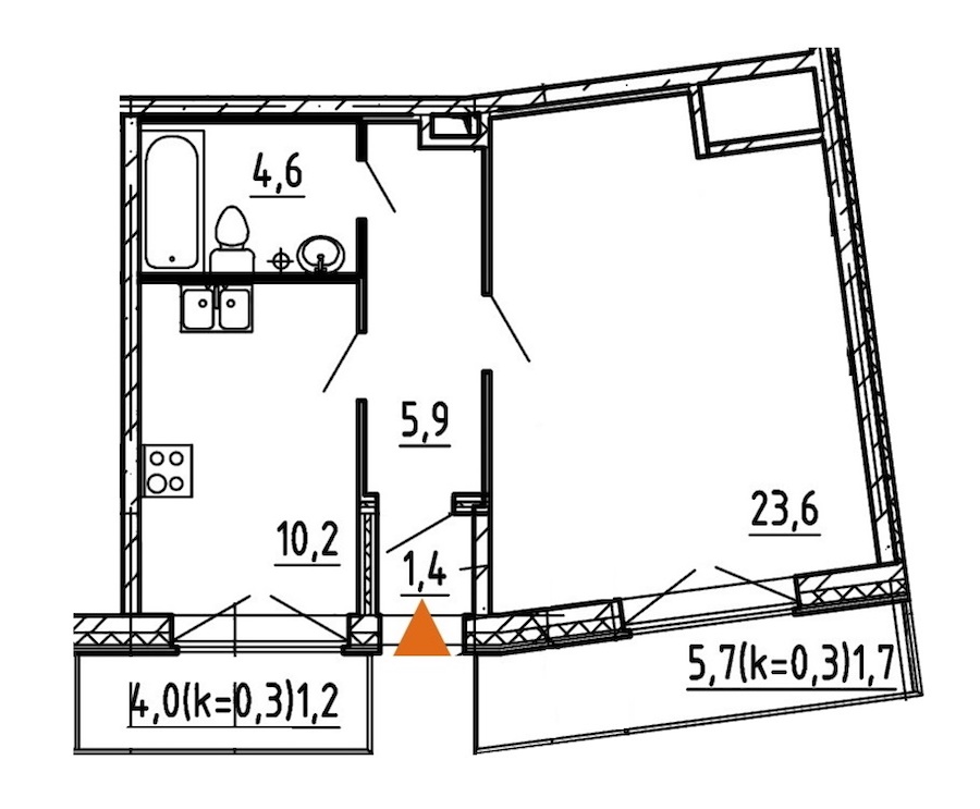 1-комнатная, 49 м² — ЖК ЖК Эталон на Неве