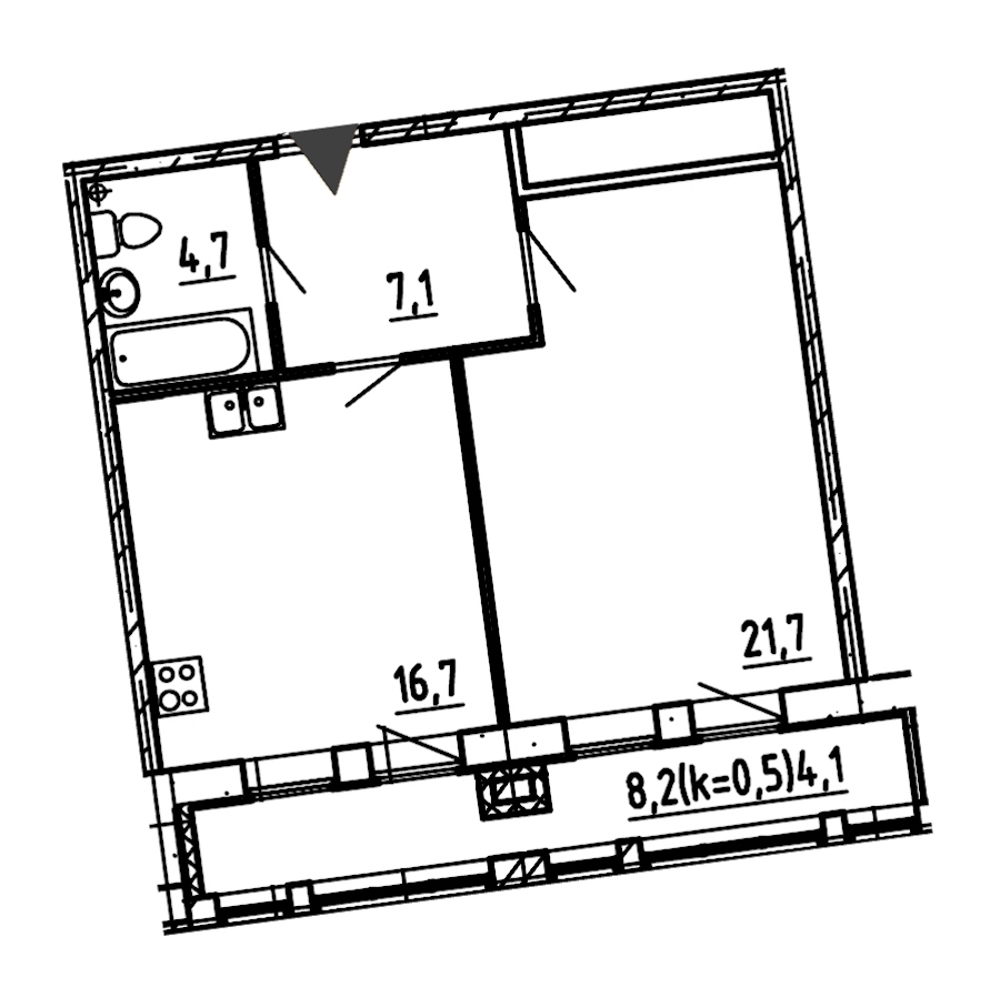 1-комнатная, 54 м² — ЖК ЖК Эталон на Неве