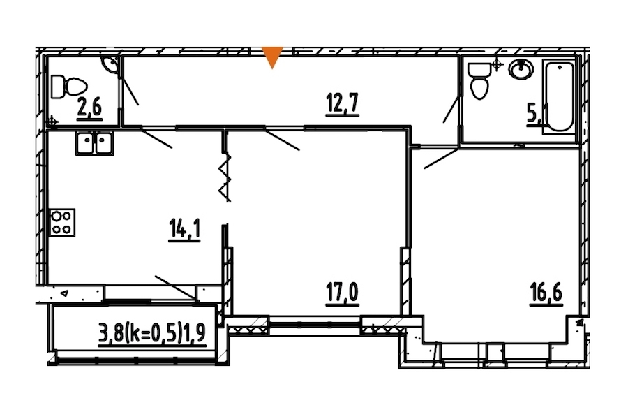 2-комнатная, 70 м² — ЖК ЖК Эталон на Неве