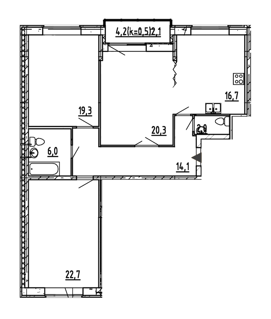 3-комнатная, 103 м² — ЖК ЖК Эталон на Неве