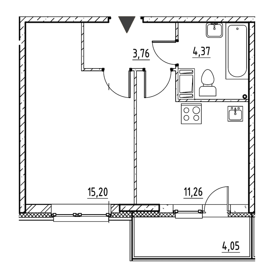 2-комнатная, 55 м² — ЖК ЖК Охта Хаус