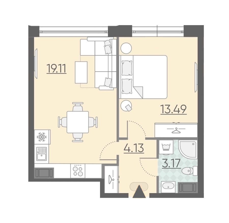1-комнатная, 40 м² — ЖК Апарт-комплекс Neopark (Неопарк)