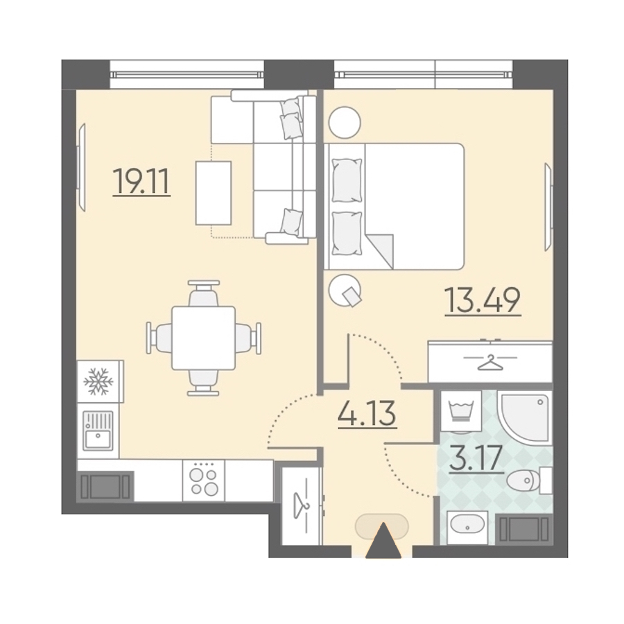 1-комнатная, 40 м² — ЖК Апарт-комплекс Neopark (Неопарк)