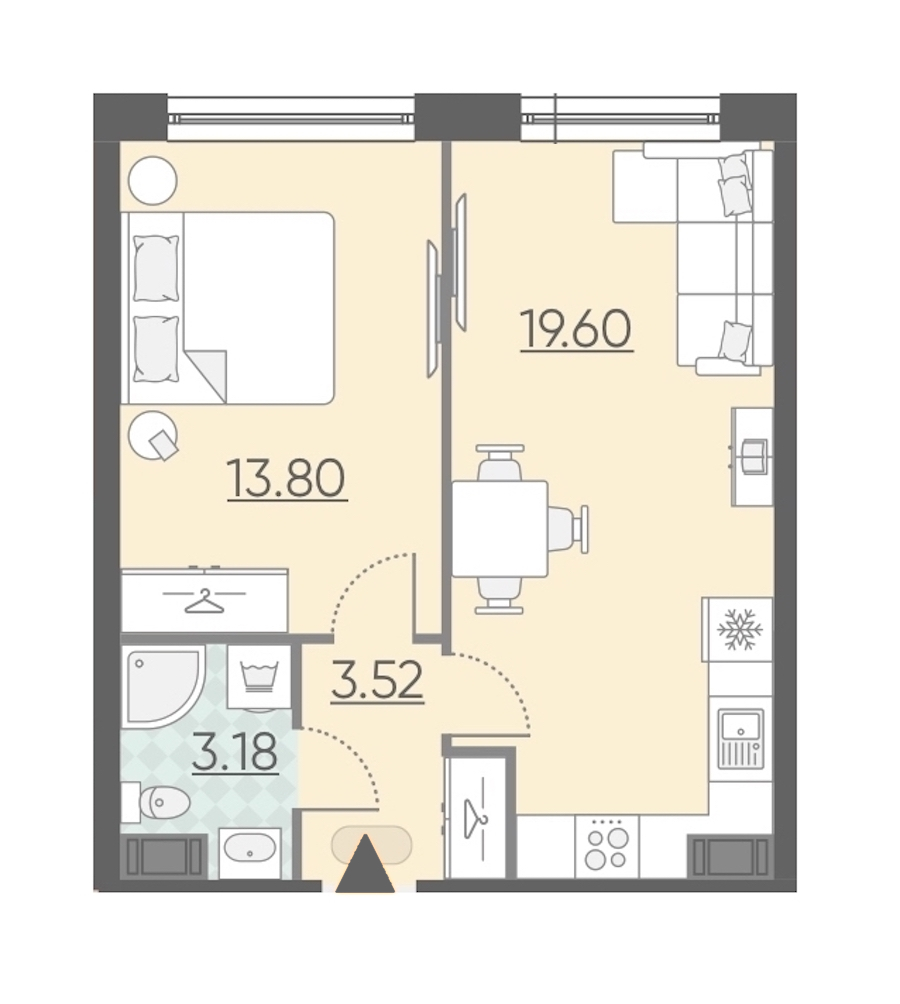 1-комнатная, 40 м² — ЖК Апарт-комплекс Neopark (Неопарк)