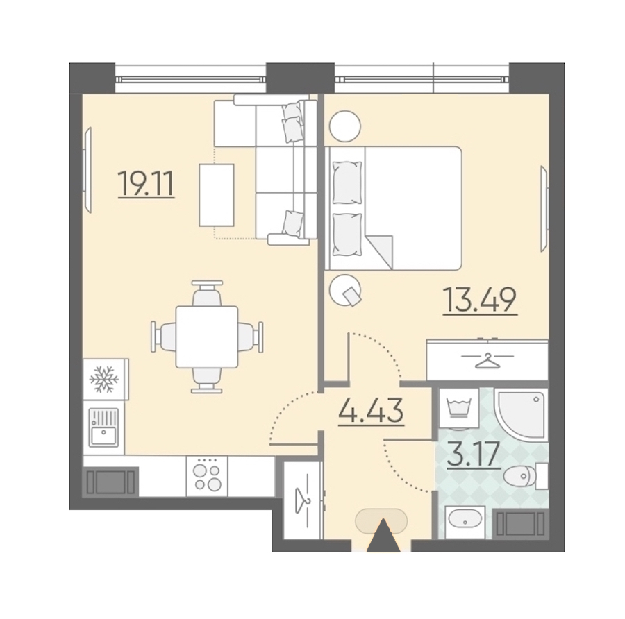 1-комнатная, 40 м² — ЖК Апарт-комплекс Neopark (Неопарк)