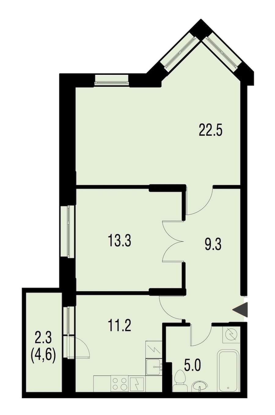2-комнатная, 64 м² — ЖК ЖК Жемчужный Каскад