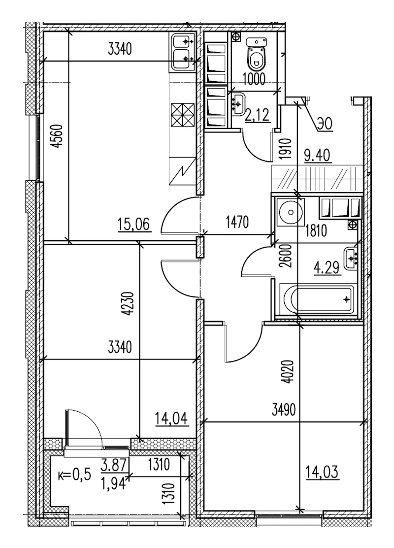 2-комнатная, 61 м² — ЖК ЖК Master на Серебристом бульваре (Мастер)