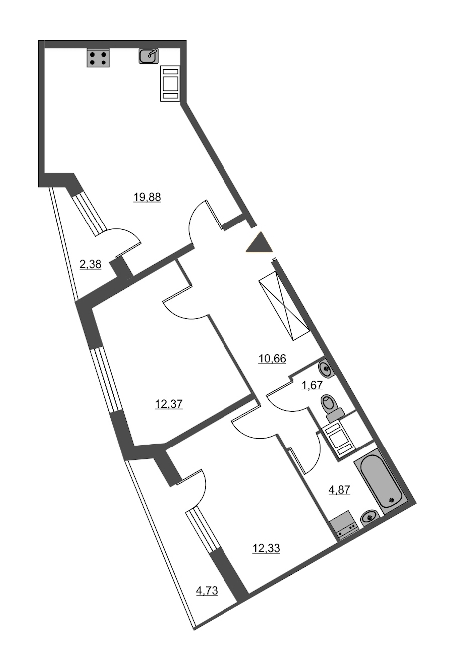 2-комнатная, 65 м² — ЖК ЖК Питер