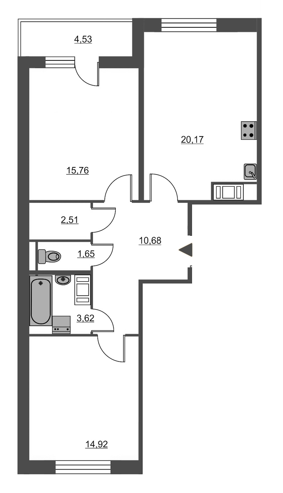 2-комнатная, 72 м² — ЖК ЖК Питер