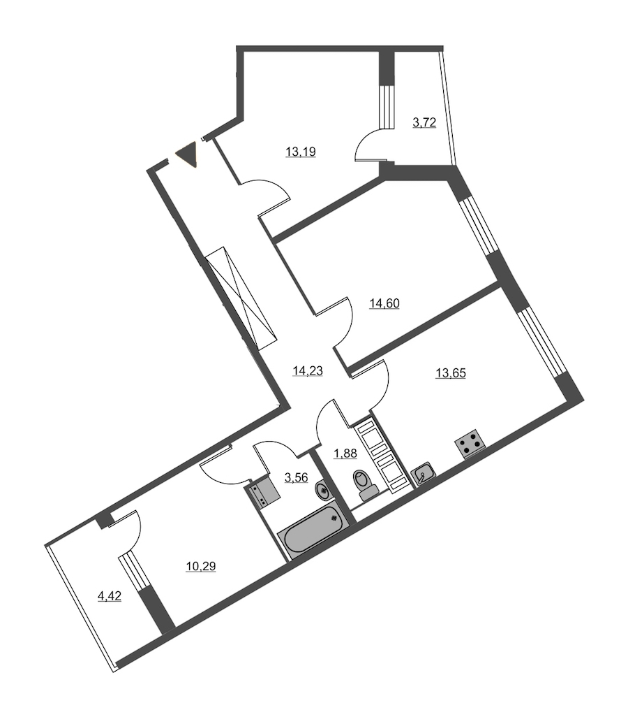 3-комнатная, 75 м² — ЖК ЖК Питер