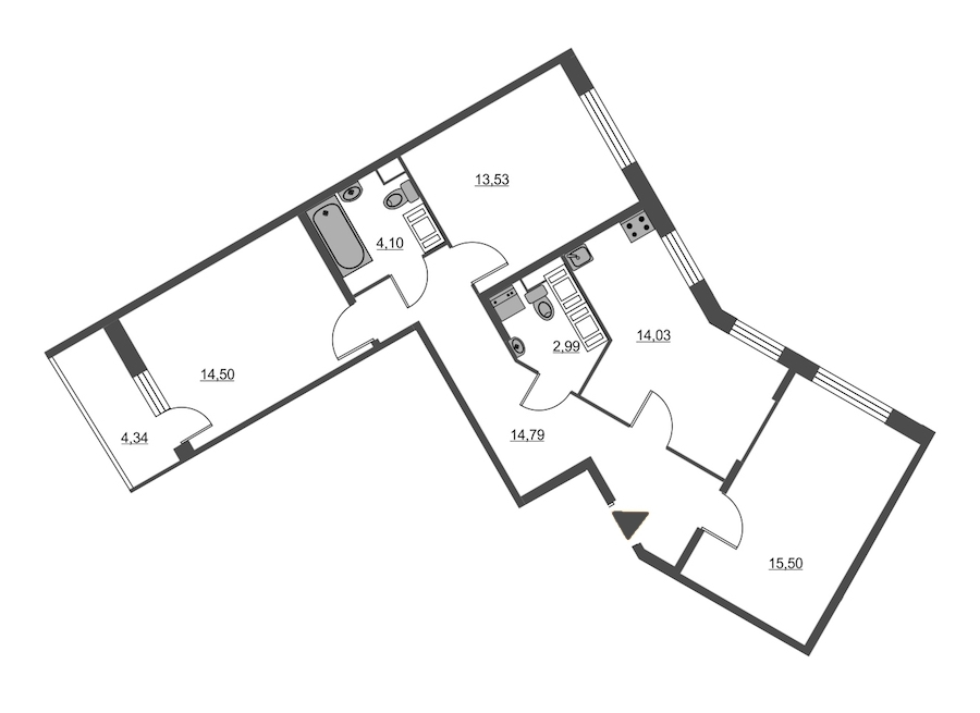3-комнатная, 82 м² — ЖК ЖК Питер