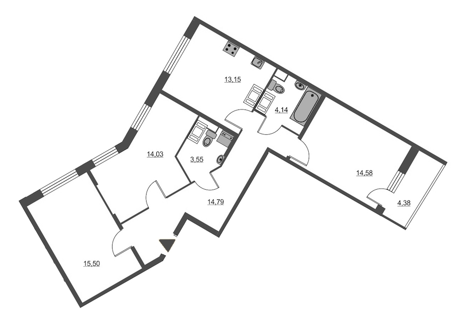3-комнатная, 82 м² — ЖК ЖК Питер