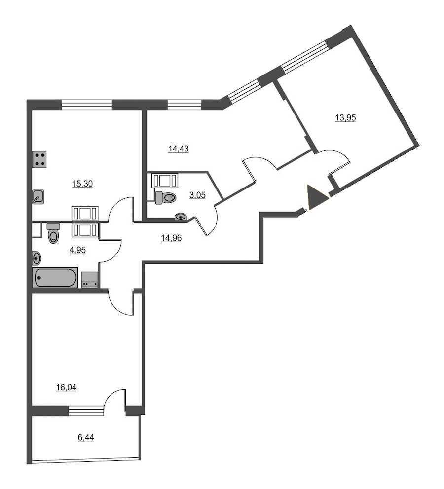 3-комнатная, 86 м² — ЖК ЖК Питер