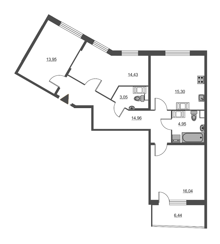 3-комнатная, 86 м² — ЖК ЖК Питер