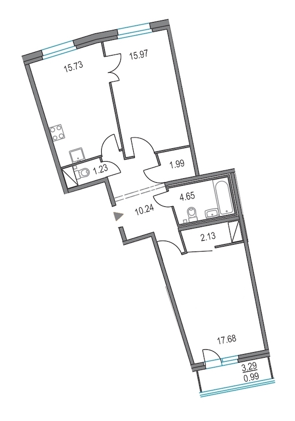 2-комнатная, 70 м² — ЖК ЖК Приморский квартал