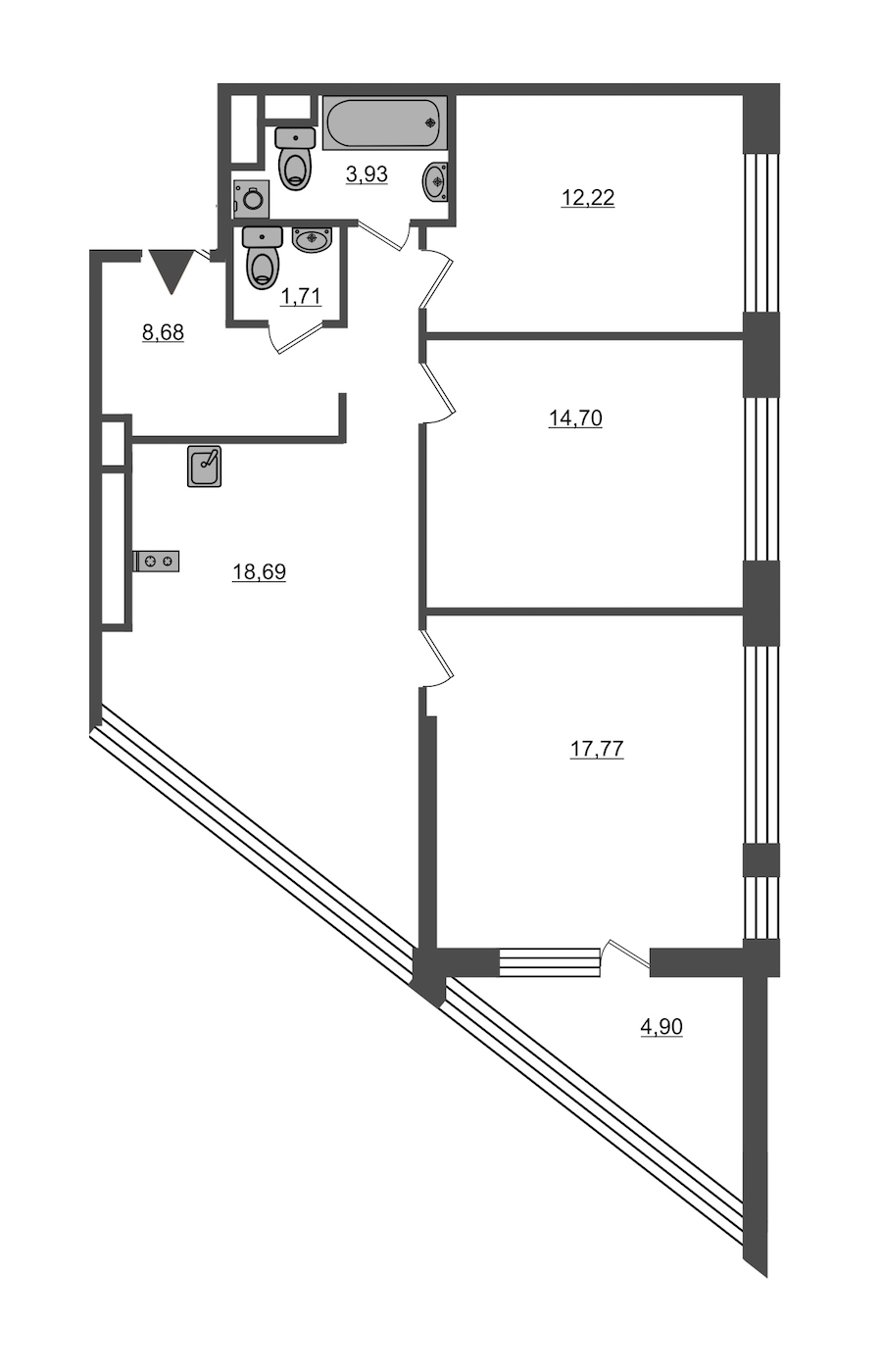 3-комнатная, 80 м² — ЖК ЖК Нью Тайм (New Time)
