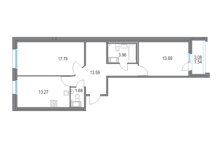 2-комнатная, 64 м² — ЖК ЖК Приморский квартал