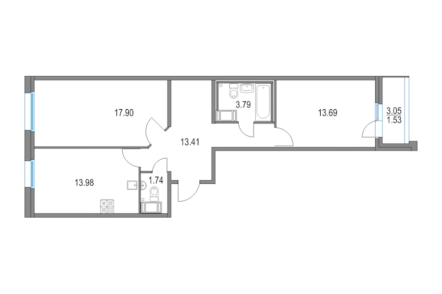 2-комнатная, 65 м² — ЖК ЖК Приморский квартал