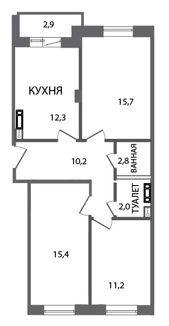3-комнатная, 71 м² — ЖК ЖК ЗемлЯнино