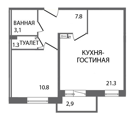 1-комнатная, 45 м² — ЖК ЖК ЗемлЯнино