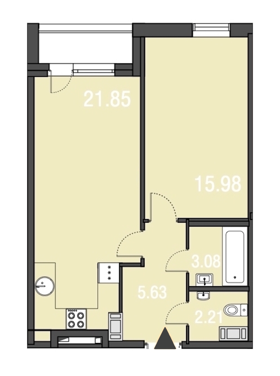 1-комнатная, 49 м² — ЖК Апарт-отель Русские сезоны