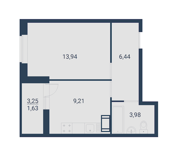1-комнатная, 36 м² — ЖК ЖК Материк